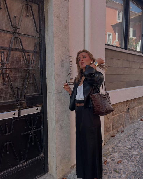 <tc>Carmel - Bolso de piel auténtica en forma de U tejida a mano Café</tc>