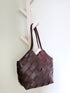 Beth - Handmade Leather V-cut Woven Tote Bag Coffee