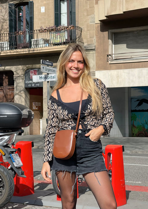 <tc>Eva - Borsa in pelle con tracolla pelle di mela marrone</tc>