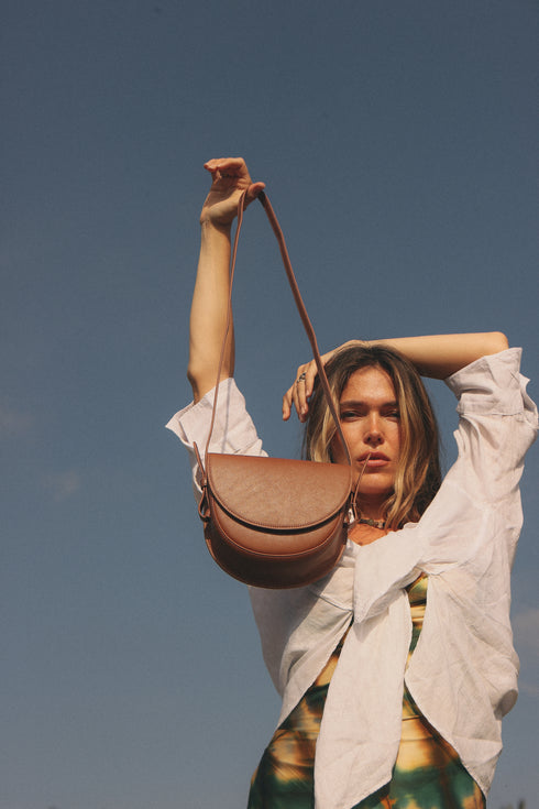 <tc>Coco - Bolso Bandolera Saddle De Piel De Manzana Marrón</tc>