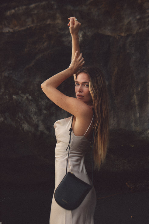 <tc>Eva - Borsa in pelle con tracolla in pelle di mela nera</tc>