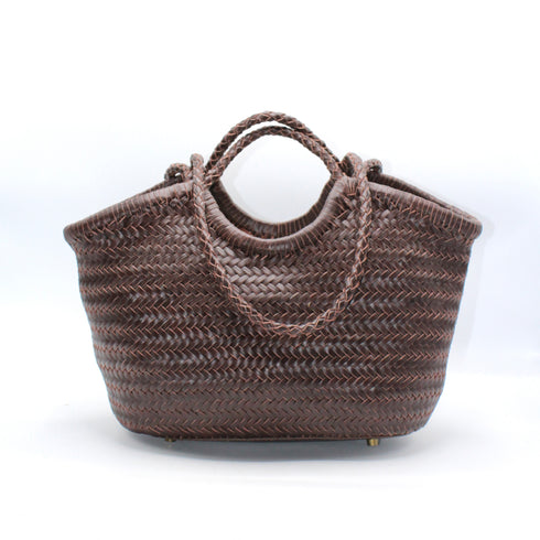 <tc>Celia - Borsa in pelle intrecciata a mano colore caffè</tc>