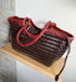 Carmel -Handwoven Bicolor Tote Bag Retro Red & Coffee