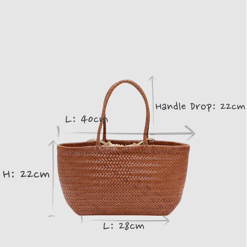 Lou - Genuine Leather Tote Bag Caramel Colour