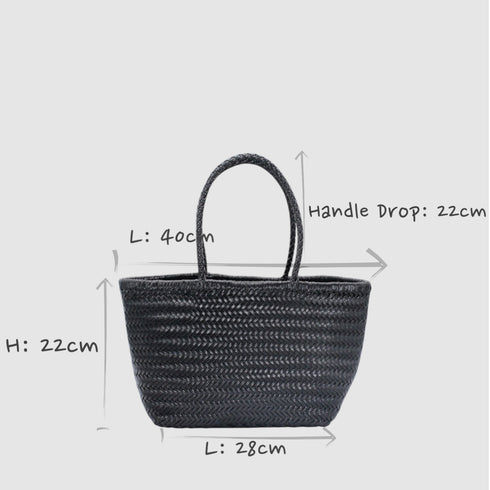 Lou - Genuine Leather Tote Bag Black Colour