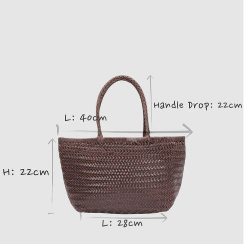 Lou - Genuine Leather Tote Bag Coffee Colour