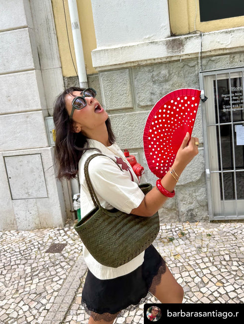 <tc>Carmel - Echtes Leder U-Form handgewebte Tragetasche Grün</tc>