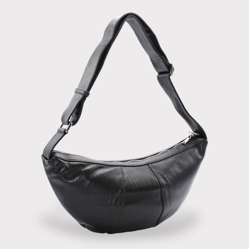 Bay - Borsa croissant nera in pelle