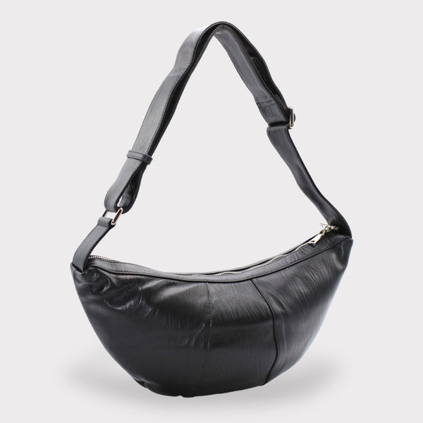 Bay - Borsa croissant nera in pelle