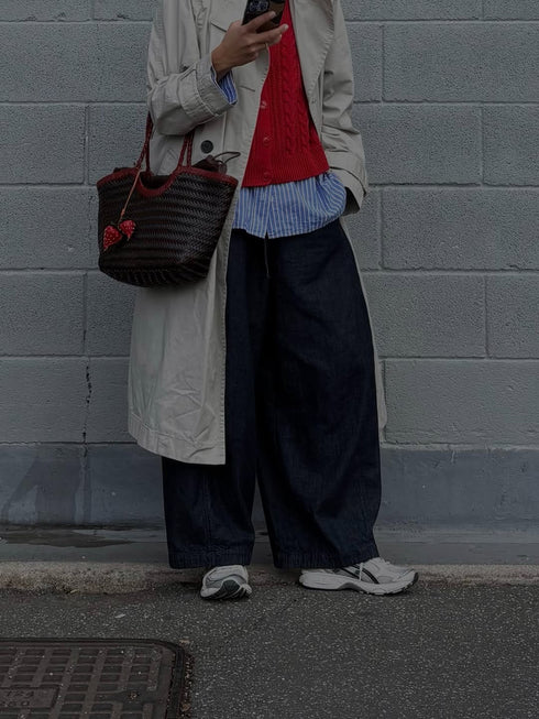 Carmel -Handwoven Bicolor Tote Bag Retro Red & Coffee