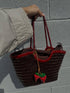 Carmel -Handwoven Bicolor Tote Bag Retro Red & Coffee