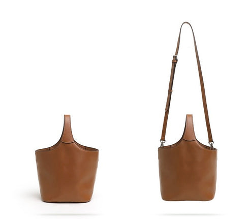 <tc>Elle - Borsa a secchiello fatta a mano in stile minimalista</tc>