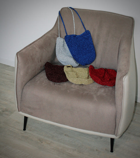 Knitting Braid Handle Basket Shape Bag