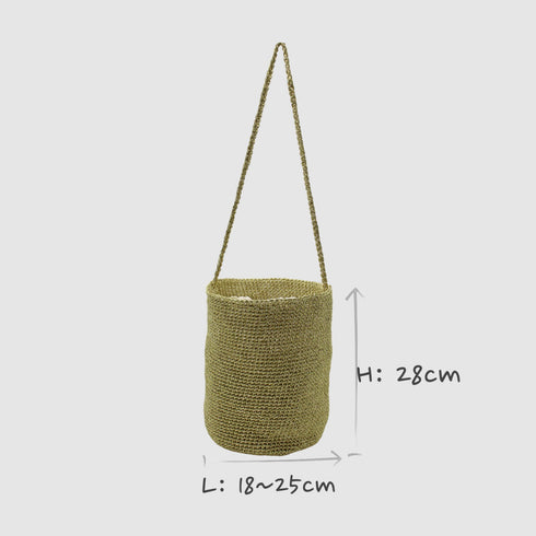 Knitting Braid Handle Basket Shape Bag