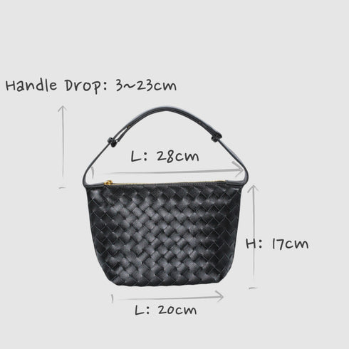 Beuteltasche aus echtem Leder im gewebten Stil