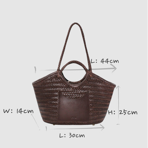<tc>Celia - Borsa in pelle intrecciata a mano colore caffè</tc>