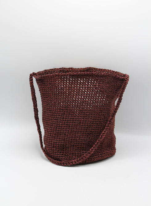 Knitting Braid Handle Basket Shape Bag