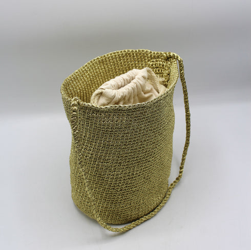 Knitting Braid Handle Basket Shape Bag