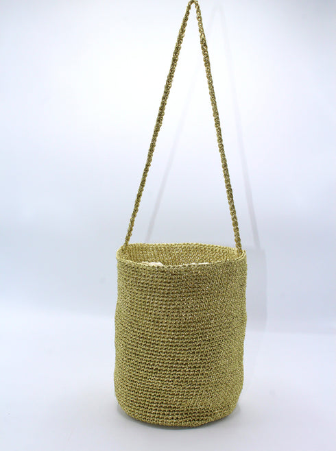 Knitting Braid Handle Basket Shape Bag