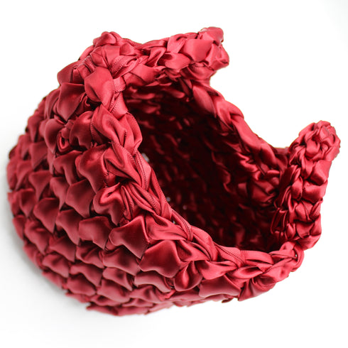 수제 새틴 크로 셰 뜨개질 계란 모양 버킷 백