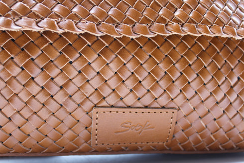 Ema - Handmade Woven Leather Messenger Bag Coffee