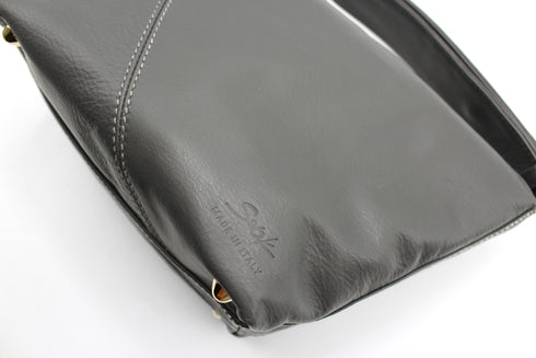 Evy- 진정한 가죽 파우치 어깨 가방 재 회색