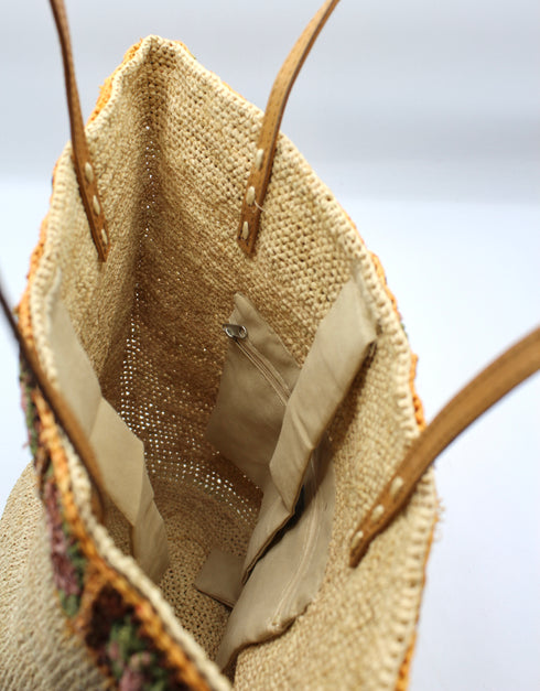 Flora - Handmade Raffia Weaving Crochet Amber Flower Bag