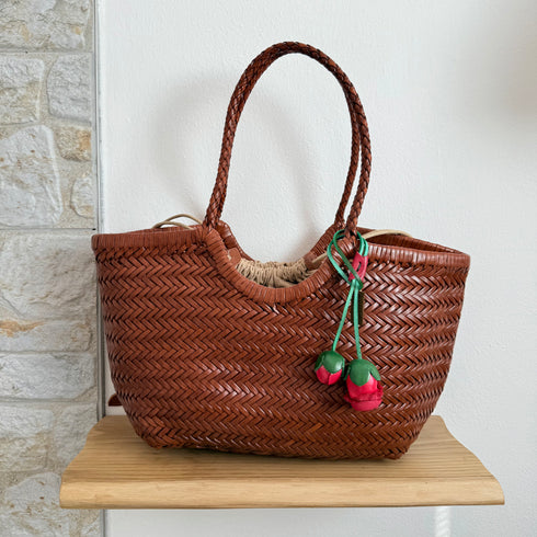 Rose - Handmade Grain Leather Bag Charm