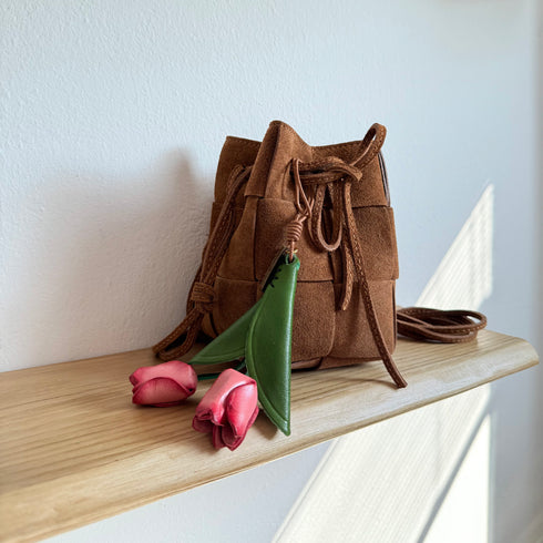 Tulip - Handmade Grain Leather Bag Charm