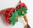 Strawberry - Handmade Grain Leather Bag Charm