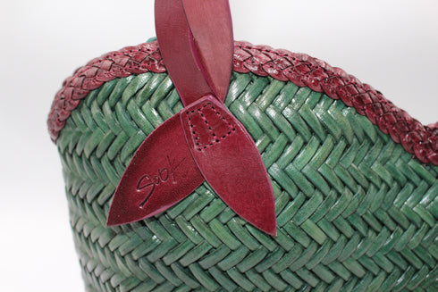 Léafa - Handwoven Artisan Shoulder Bag Burgundy & Green