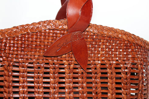 Solea - Sac à bandoulière seau tissé à la main Caramel