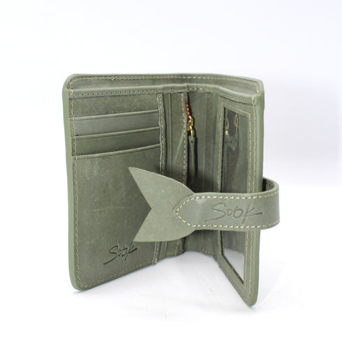 Lumi - Handwoven Leather Short Wallet Avocado & Teal