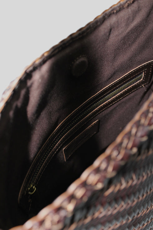 Esmée - Handmade Woven Bucket Shoulder Tote Bag Coffee