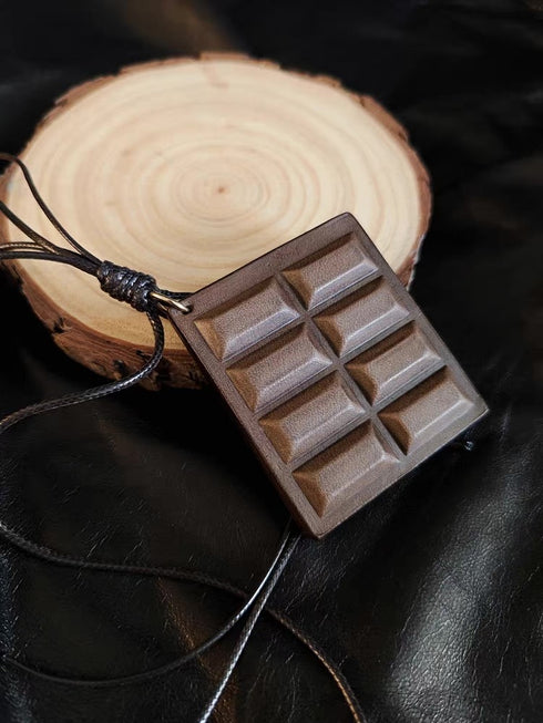 Chocolate - Handmade Grain Leather Bag Charm
