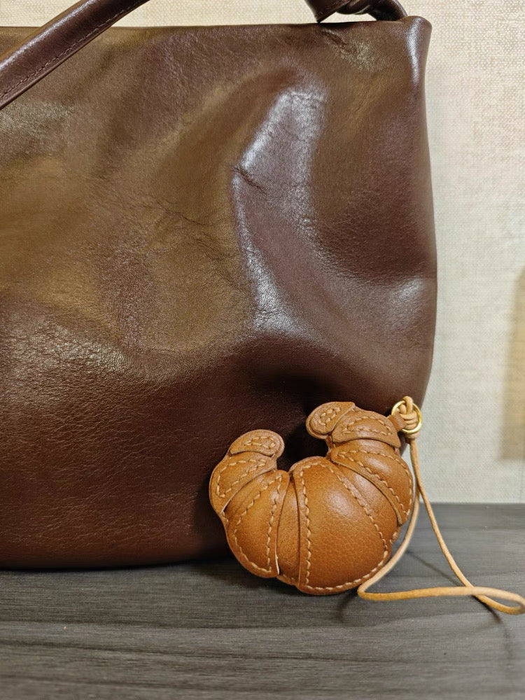 Croissant - Handmade Grain Leather Bag Charm