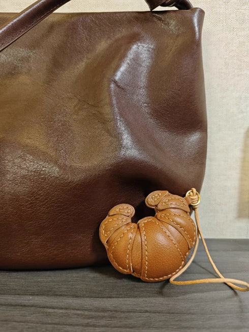 Croissant - Handmade Grain Leather Bag Charm