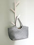 Tally - Handwoven Metallic Color Tote Bag Silver