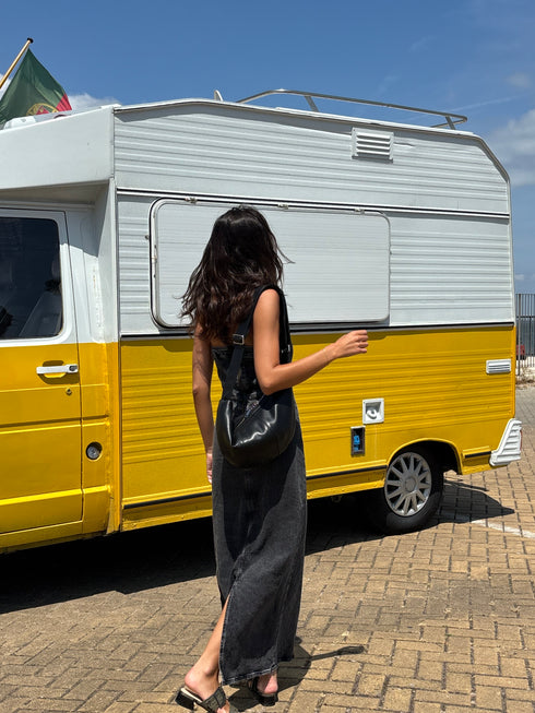 Bay - Borsa croissant nera in pelle