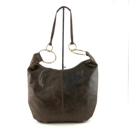 Gaia - Taupe taupe di taupe di taupe taupe con anello in pelle vintage