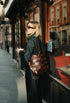 Beth - Handmade Leather V-cut Woven Tote Bag Coffee