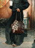 Beth - Handmade Leather V-cut Woven Tote Bag Coffee