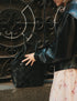 Beth - Handmade Leather V-cut Woven Tote Bag Black