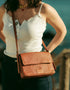 Ema - Handmade Woven Leather Messenger Bag Caramel