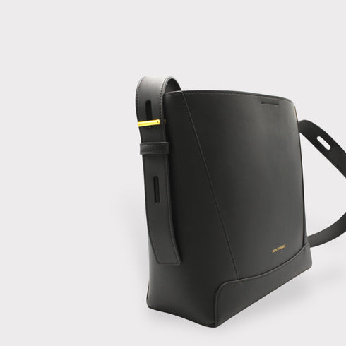 <tc>Oli - Borsa a tracolla midi in pelle di mela Nera</tc>