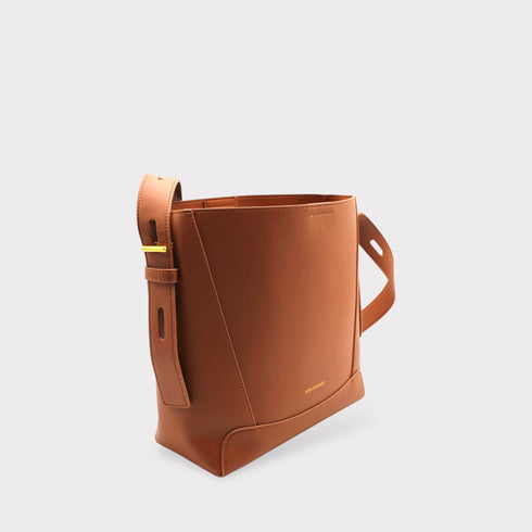 <tc>Oli - Sac à bandoulière midi peau de pomme cuir marron</tc>