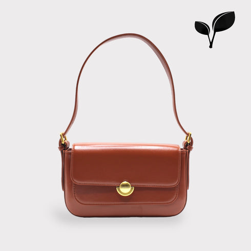 ISLA- 빈티지 골드 버클 포 케트 봉투 가방 갈색