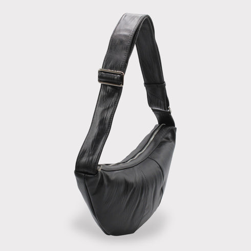 Bay - Borsa croissant nera in pelle