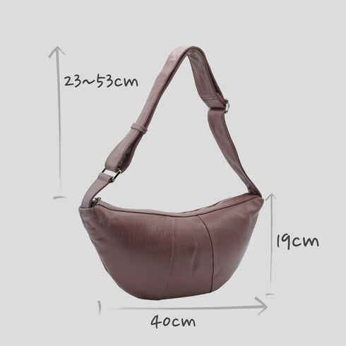 <tc>Bay - Leder Croissant Tasche Deep Taupe</tc>