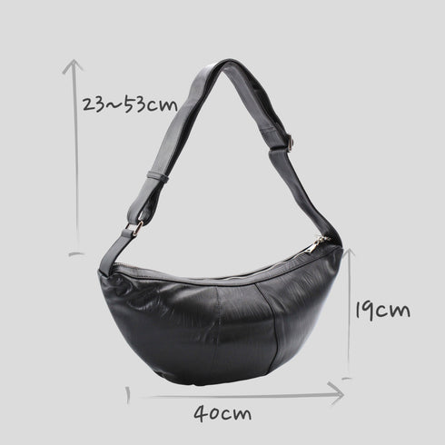 Bay - Borsa croissant nera in pelle
